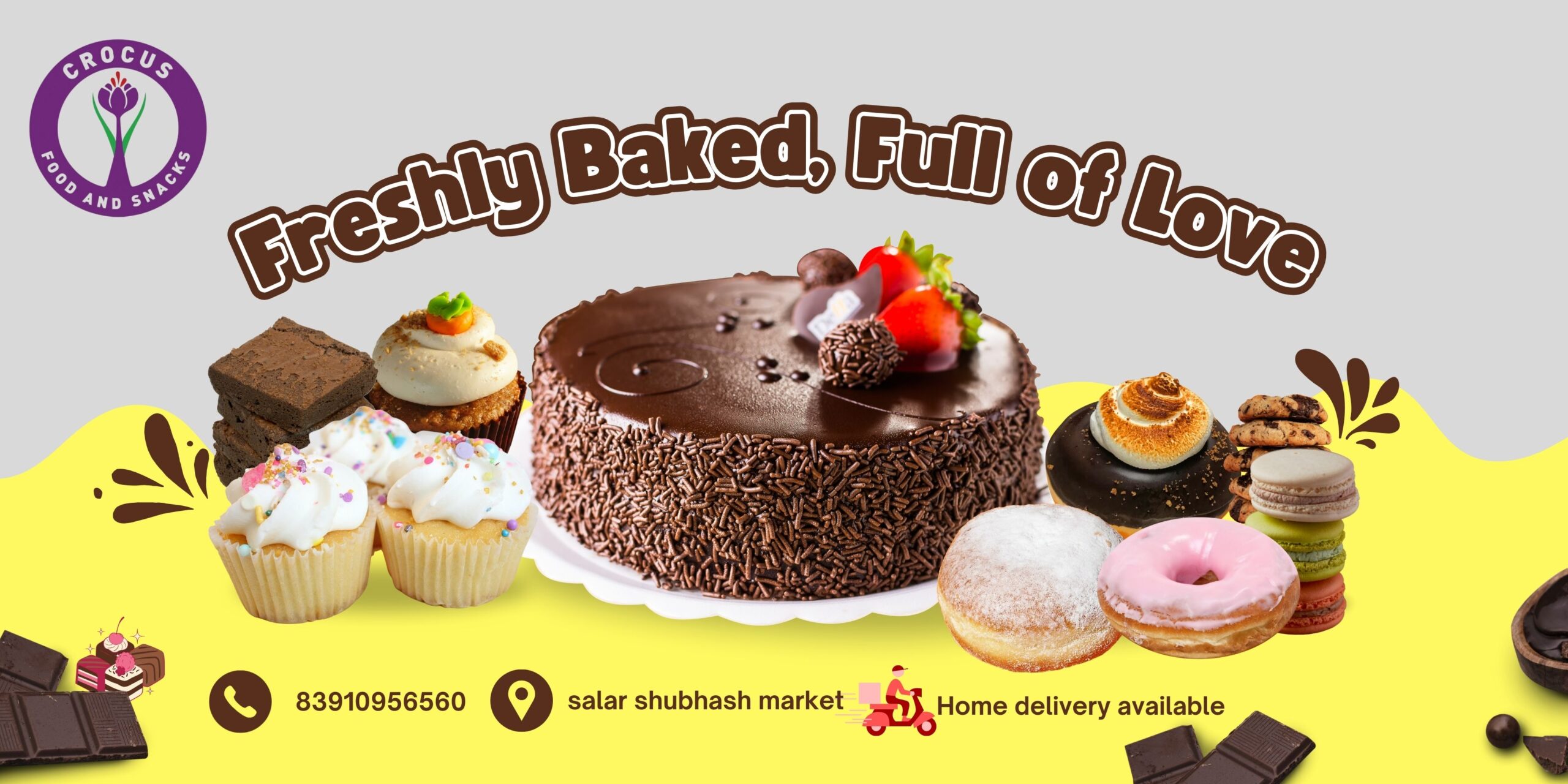 Yellow and Brown Simple Promotion Sweet Cake Food Banner